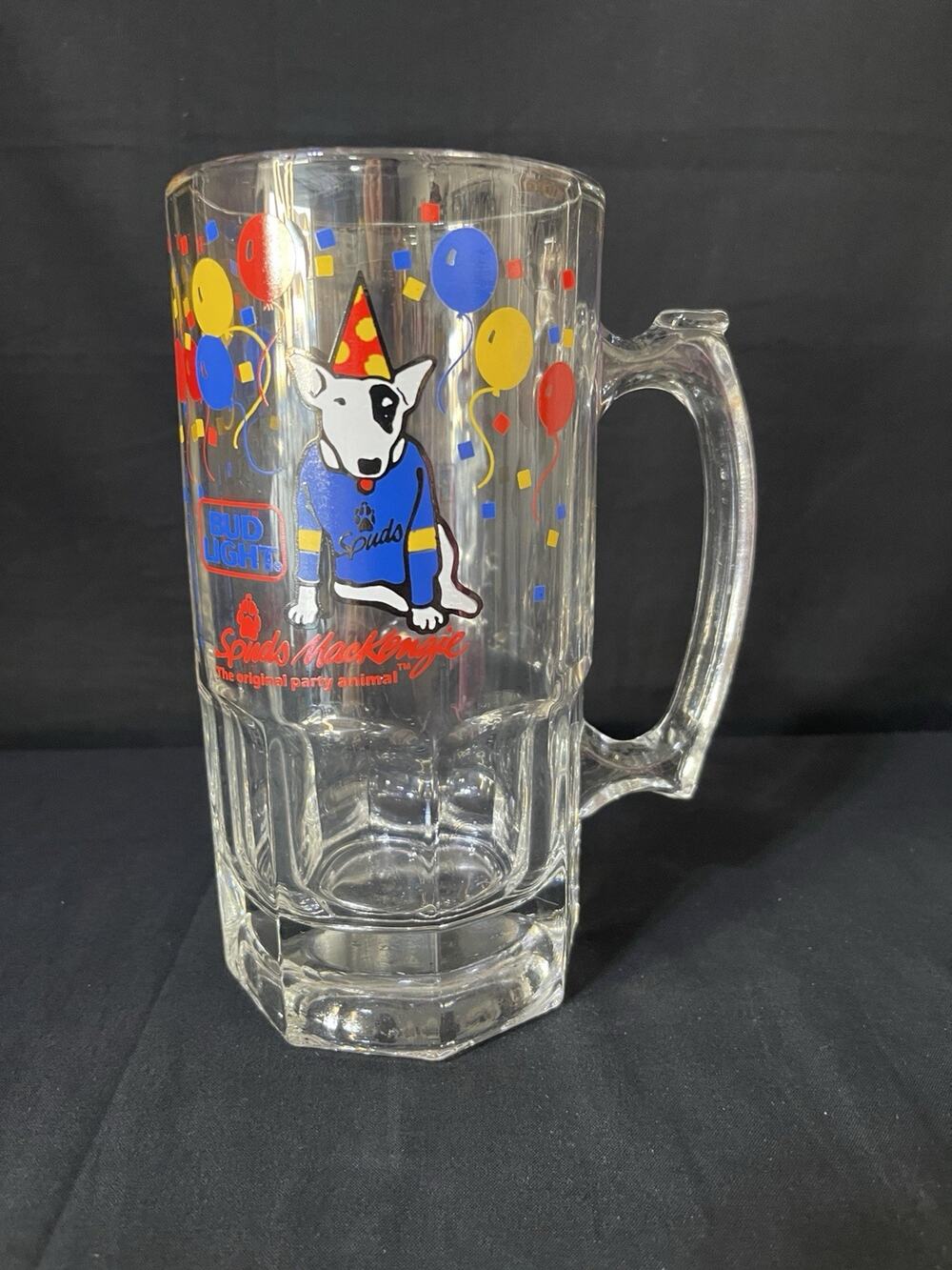 Vtg Bud Light Spuds Mackenzie Beer Glass Mug 1 Liter 1987 Stein Budweiser 32oz